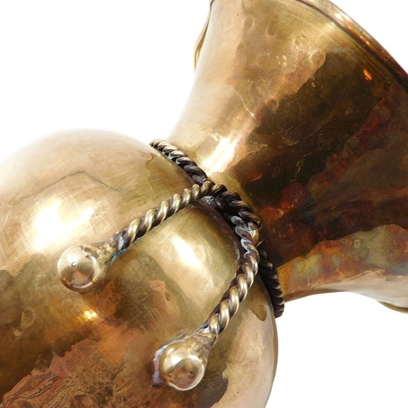 Hammered Solid Brass Vase Rope Tassel Accent  9.25" - Picture 3 of 5